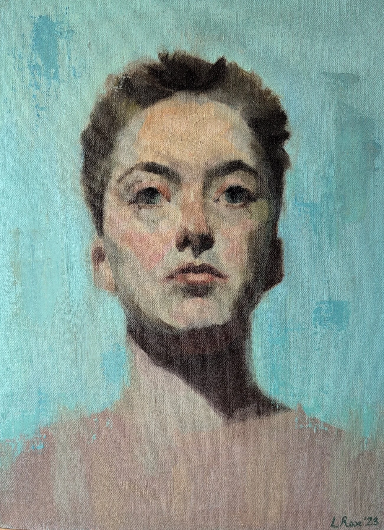 Painting of a short-haired man